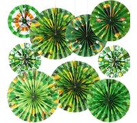 9 Pcs St. Patrick's Day Hanging Paper Fans Decorations Saint Patrick Shamrock Paper Fans Classroom Decoration Green Irish Lucky Clover Garland for St Patrick's Irish Party Supplies Ceiling Wall Decor
