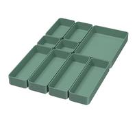 9 Pcs Stackable Drawer Organizer Trays Set, Multifunctional Stackable Storage Trays for Vanity, Bathroom, Kitchen, Desk Drawer Organizer Office. Plastic Drawer Organizers Available In 5 Colours, Green