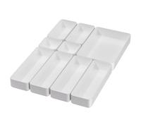 9 Pcs Stackable Drawer Organizer Trays Set, Multifunctional Stackable Storage Trays for Vanity, Bathroom, Kitchen, Desk Drawer Organizer Office. Plastic Drawer Organizers Available In 5 Colours, White