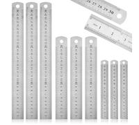9 Pcs Stainless Steel Ruler Double Side Metal Ruler for Cutting Precision Straight Edge Measuring Tool for Engineering Teaching Home Office (15 20 30 cm)