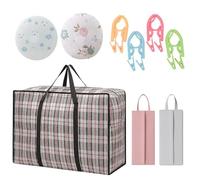 9 Pcs Storage, Laundry Bags and Large Storage(80 X 55 X 25 CM), Moving House and Travel Packing Moving Bags, 1 Luggage Bag with 2 Underwear Storage Pouches, 4 Foldable Hanger Clips, 2 Fan Covers