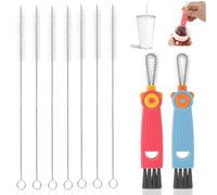 9 Pcs Straw and Cup Cleaning Brush Set, Multi-Function 3-in-1 Lid Cleaner, Long Straw Cleaner Brushes for Tumbler Cups Bottles and Small Gaps