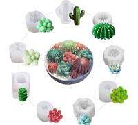 9 Pcs Succulent Mold Silicone, 3D Succulent Molds, Succulent Cactus Silicone Mold for DIY Making Candle Cake Decoration Candy Fondant Chocolate Ice Lolly
