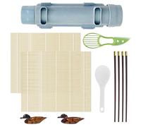 9 Pcs Sushi Making Kit,Home DIY Sushi Maker Includes Bamboo Sushi Rolling Mats,Rice Paddle,Green Splitter,Chopstick Rests,Chopsticks,Sushi Rolling Tool for Homemade Sushi Lovers