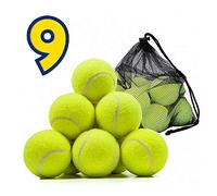 9 Pcs Tennis Balls with Mesh Carrying Bag, Pressureless Tennis Balls Practice Balls Playing with Pets Sports Cricket