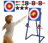 9 PCS Throwing Game for Backyard,3 in 1 Axe Throwing Target Set Games with 3 Throwing Axes,3 Five-Star Darts & 2 Dartboards,Outdoor Garden Games for Adults & Kids,Activity Carnival Games for Family