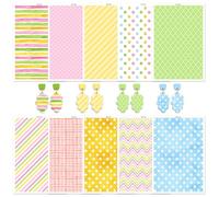 9 Pcs Transfer Paper for Earrings & Polymer Clay, Strips, Dots, Waves,Grids Pattern Water Soluble Transfer Sheet for Polymer Clay DIY Art Crafts Jewelry Earrings Making Supplies 5.82X3.9in