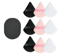 9 pcs Triangle Powder Puff Set with 1 Bamboo Charcoal Cleansing Sponge - Reusable Cosmetic Sponges for Foundation, Loose Powder & Cleansing - Soft Makeup Tool for Wet/Dry Use, Pack of 10