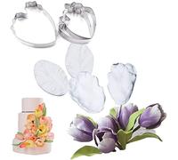 9 Pcs Tulips Petal Veiner and Cutter Silicone Flowers Sugarcraft Cake Decorating Sugarcraft Flower Veining Mold Veiner Petal Making Tool
