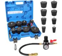 9 PCS Turbo System Leakage Tester Kit,Turbocharger Air Pressure Guage Turbo Boost Leak Tester with 4 Pairs of Stepped adapters 1-3/8"- 3-1/2" for Cooling Emissions Exhaust Pipes, US/EU Air Fitting
