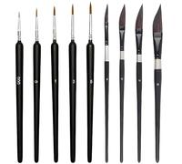 9 Pcs Watercolour Brushes for Artists, Watercolour Paint Brushes, Brushes with Black Handle, Paint Brush Set for Artists, Fine Paint Brushes for Watercolour, Oil Landscape, Ceramic and Fabric Design