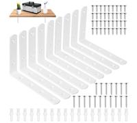 9 Pcs White Shelf Brackets , Wall Mounted，90 Degree L Shelf Support Bracket, Heavy Duty Wall Brackets for Shelves, Floating Shelve Bracket,5.91 x 3.94 x 0.78 in