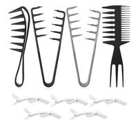 9 Pcs Wide Tooth Texture Comb, Professional Styling Comb for Men & Women with Wide, Fine Tooth, Fixing Clip, Magic Combs for Roots Volume, Hair Styling Essential Set