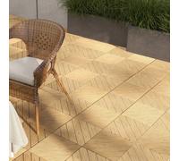 9 Pcs Wooden Interlocking Decking Tiles 30 x 30cm Outdoor Flooring Tiles Outsunny Yellow One Size