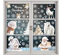 9 PCS Xmas Window Decorations - Christmas Scene, Snowflake Stickers