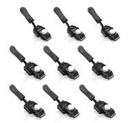 9 Pcs Zipper Repair Kit, 3 Sizes Instant Zip Fixer, Universal Zip Puller Replacement for Clothes, Jeans, Jackets, and The Elderly and Those with Arthritis (Black)