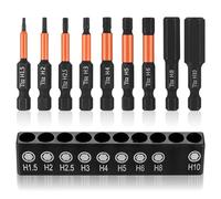 9 PcsAllen Key Drill Bit Sets Hex Bit Set, 50mm Impact Drill Hex Allen Key Sets, S2 Steel Magnetic Hexagon Screwdriver Bits Sets, Allen Wrench Drills Bits 1/4" Hexagon Shank(H1.5 - H10)