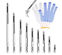 9 PcsMagnetic Screwdriver Bits, High Magnetic Screwdriver Drill Bit Set, Precision Strong Grip Anti-Slip Magnetic Drill Bits for Impact Driver Drilling & Fastening, Magnetize Screw Bits(25-150mm)