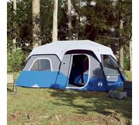 9-Person Family Tent, Light Blue 190T Polyester, Waterproof Camping Tent with LED Lighting, Quick Release Setup, All Weather Outdoor Shelter