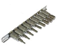 9 Piece 3/8 Drive AF hex bit sockets on Rail.