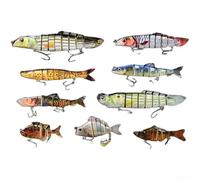 9 Piece ABS Plastic Fishing Lure Set with Multi-Segmented Design for Realistic S Movements, Suitable for Freshwater and Saltwater, Durable Hard Baits for Predatory Fish (ColorA)