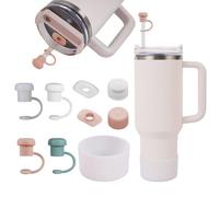 9-Piece Accessory Set for Stanley Cup with Gift Box - Includes 4 Leak-proof Silicone Stoppers, 4 Straw Covers, 1 Silicone Case Accessories Compatible with 30 oz / 40 oz Drinking Bottle Tumbler