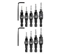 9-Piece Adjustable Countersink Drill Bit Set for 59pcs Wood 9-Piece Adjustable Making it for Various Woodworking Projects Clean and Professional-Looking Pilot Holes (Silver)