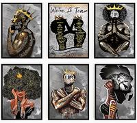9 Piece African American Wall Art Black King and Queen Room Wall Decor Black People Man Woman Girl Couple Canvas Posters Prints Pictures Paintings for Living Room Bedroom Bathroom Home Decorations