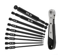 9 Piece Ball End Hex Bit Set for Precision Work with Magnetic Bits and Ratchet Wrench, for Various Angles