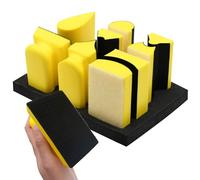 9-Piece Contoured Profile Hand Sanding Block Set, Hook and Loop Foam Material Hand Sander Block, Interchangeable Assorted Convex & Concave Shapes, for Wood, Auto Body Repair and Paint, Furniture