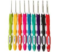 9 Piece Crochet Hooks Ergonomic Crochet Hooks Set Knitting Tool with Soft Comfortable Grip Handles Crochet Hook Needles Kit DIY Hand Yarn Weaving Tools for Arthritic Hands (2.0~6.0mm)