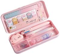 9 - Piece Cute Cat - Paw Pink Stationery Set with Pens, Pencil Sharpener, Highlighter, Eraser, Correction Tape, Ruler and Utility Knife, Ideal for School and Office, Cat - Paw Pink