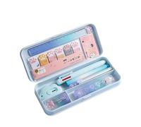 9 - Piece Cute Cat - Paw Pink Stationery Set with Pens, Pencil Sharpener, Highlighter, Eraser, Correction Tape, Ruler and Utility Knife, Ideal for School and Office, Cat - Blue