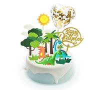 9 Piece Dinosaur Set Birthday Cake Toppers, Jungle Animal Themed Dinosaur Birthday Party Cupcake Toppers for Boys and Girls