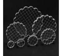 9-Piece DIY Acrylic Stamp Block Set, Clear Stamp Blocks with Grid Lines and Round Floral Patterns, Transparent Acrylic Block Set for Scrapbooking, Card Making, and Photo Albums