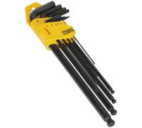 9 Piece Extra-Long Ball-End Hex Key Set - 90 - 230mm Length - 1.5 To 10mm Size