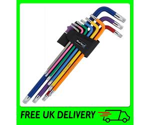 9 Piece Extra Long Soft Touch Colour Coded Torx Key Set [BS15302] T10 to T50
