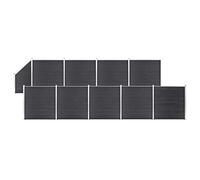 9-Piece Fence Set with 1 Angled Panel, 1657x186 cm Privacy & Wind Protection, Gray Garden Fence Complete Kit, Outdoor Barrier for Patios & Yards