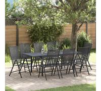 vidaXL Garden Dining Set Folding 9 pcs Anthracite Steel, Modern Garden Dining Se