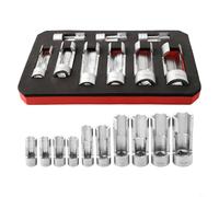 9-Piece Fuel Line Socket Wrench Set 10-22mm for Diesel Injector, Chrome Vanadium Steel Union Nut Sockets with 1/4 3/8 1/2 Inch Drive for Auto Oxygen Sensor