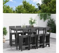 Garden Bar Set Outdoor Bar Table Set Bar Stool 9 Piece Solid Wood Pine vidaXL