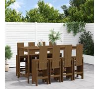 Garden Bar Set Outdoor Bar Table Set Bar Stool 9 Piece Solid Wood Pine vidaXL