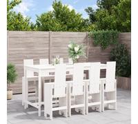 (white pine) vidaXL Garden Bar Set Outdoor Bar Table Set Bar Stool 9 Piece Solid Wood Pine