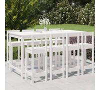 (white) vidaXL Garden Bar Set Wooden Table and Chairs Pub Set 9 Piece Solid Wood Pine