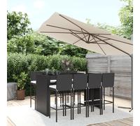 (grey) vidaXL Garden Bar Set Table and Chair Set 9 Piece with Cushions Poly Rattan