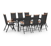 9 Piece Garden Dining Set Aluminium Black Berkfield Home Black One Size