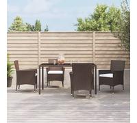vidaXL 5 Piece Garden Dining Set with Cushions Brown Poly Rattan, Brown