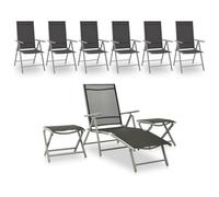 vidaXL Garden Lounge Set 9 Piece Black and Silver Outdoor Patio Chair Seating