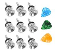 9-Piece Guitar Strap Buckle, 3-Piece Guitar Pick, Musical Instrument Accessories, Silver Guitar Belt Buttons, Metal End Pins, Guitar Accessories Set