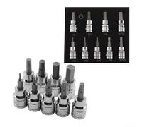 9 Piece Hex Bit Socket Set with 3/8 Drive, Chrome Vanadium Steel, Perfect for Various Mechanic Applications